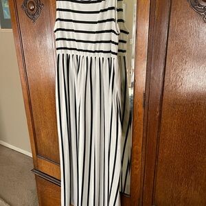Black and White Striped Maxi Dress